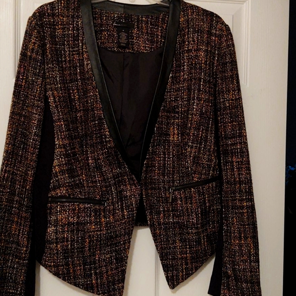 LB jkt sz18 NWOT pnk/blk/wht tweed